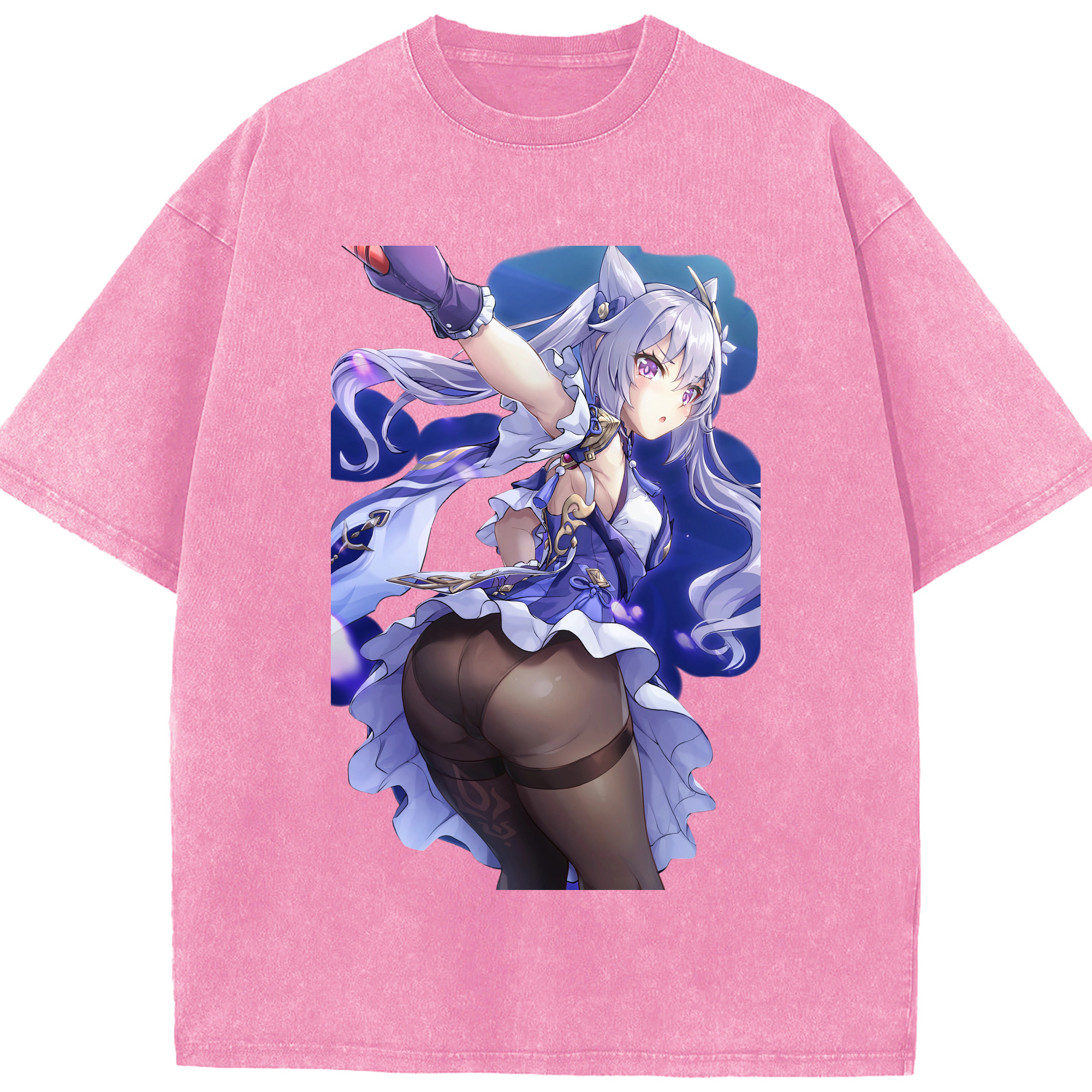 げんし神 刻晴 こくせい genshin Kokusei 綿100% ヴィンテージ風 半袖Tシャツ（フロントプリント）
